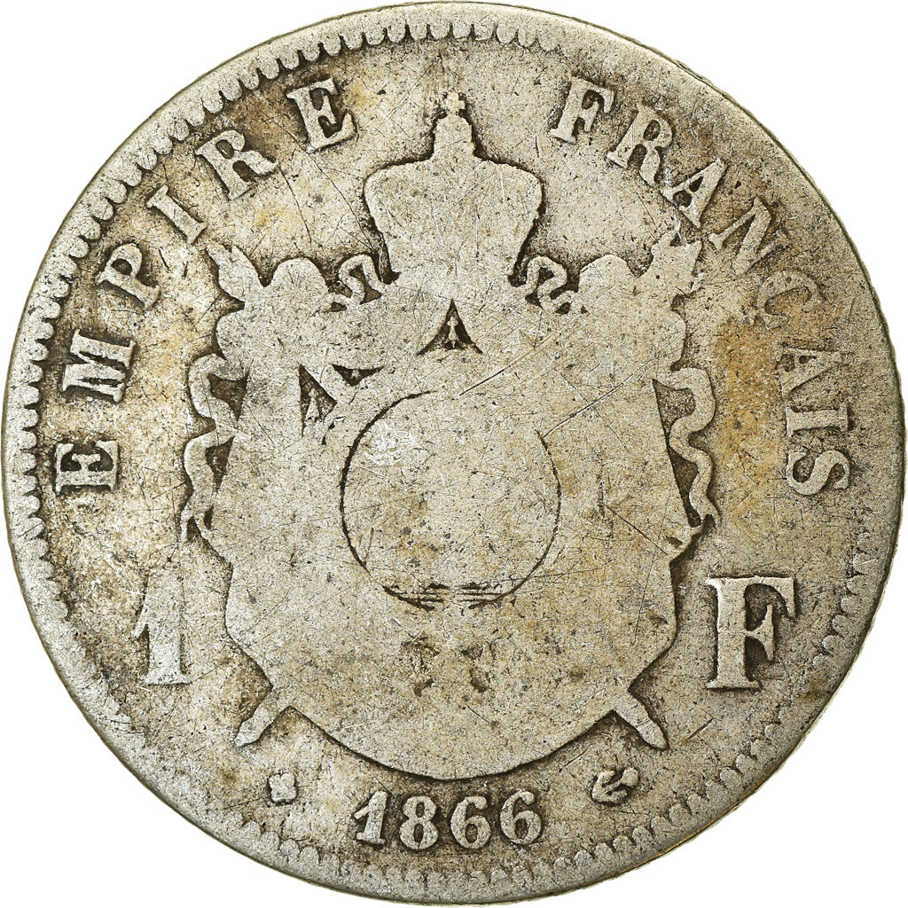 Munten, Frankrijk, Napoleon III, Napoléon III, Franc, 1866, Strasbourg, ZG+