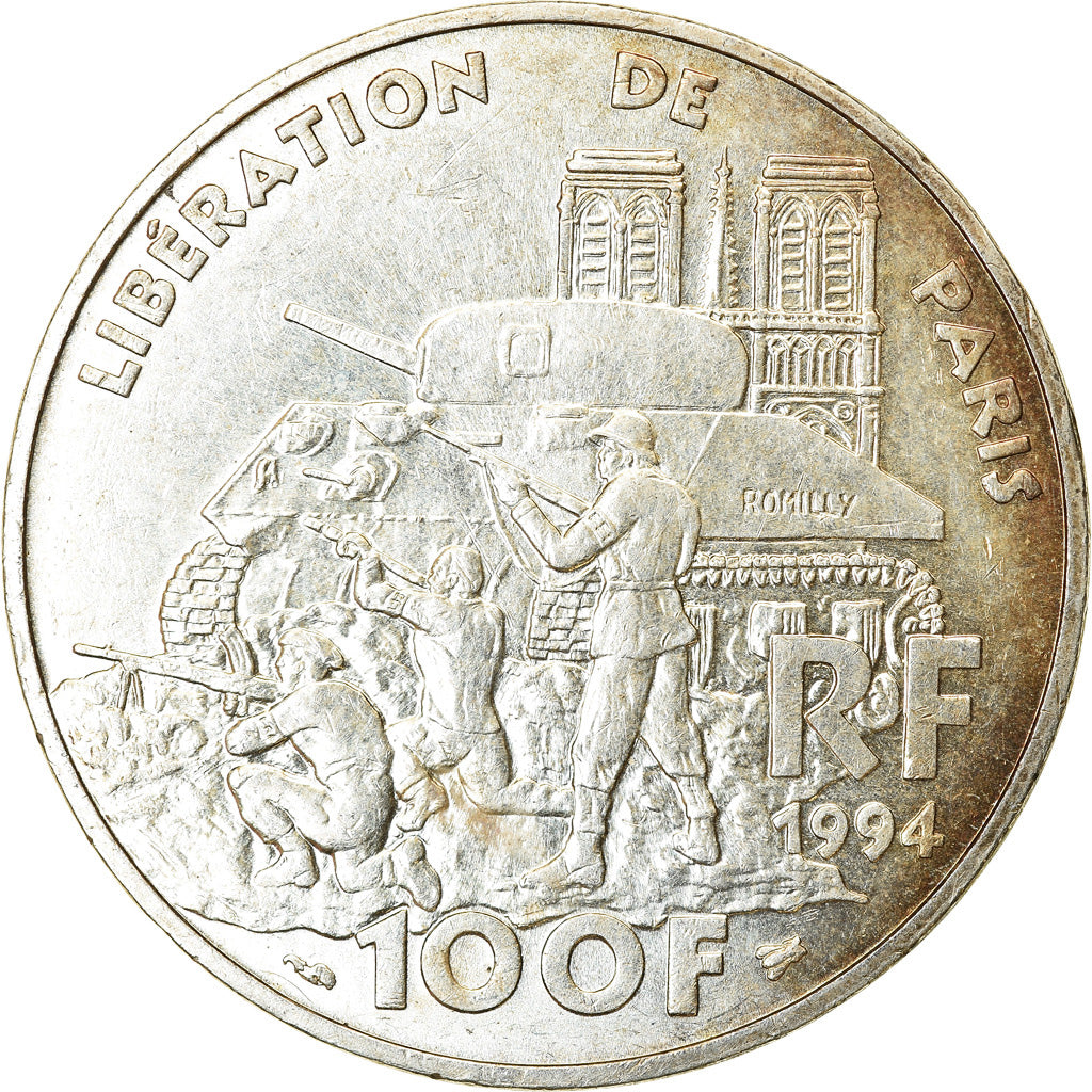 Coin, France, Libération de Paris, 100 Francs, 1994, AU(55-58), Silver