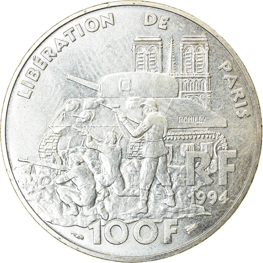 Coin, France, Libération de Paris, 100 Francs, 1994, MS(60-62), Silver