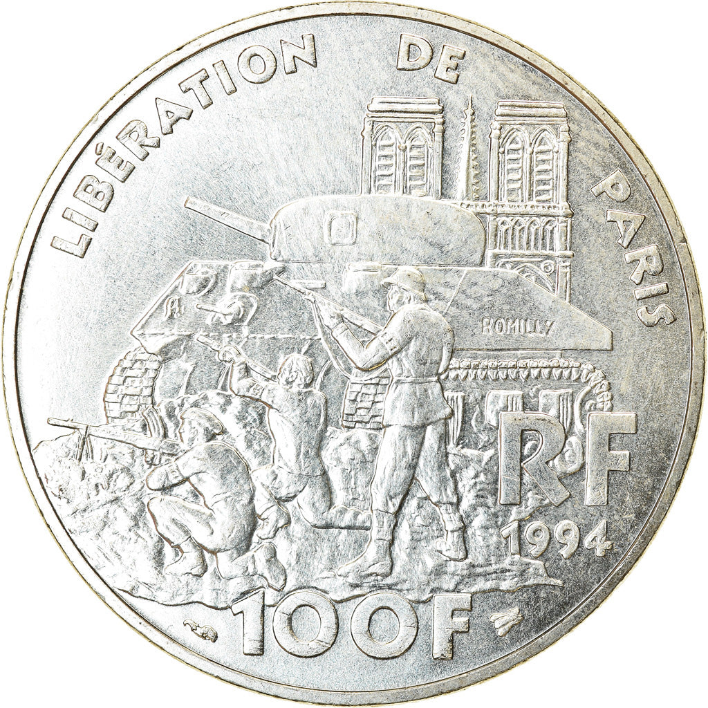 Coin, France, Libération de Paris, 100 Francs, 1994, MS(63), Silver, KM:1045.1