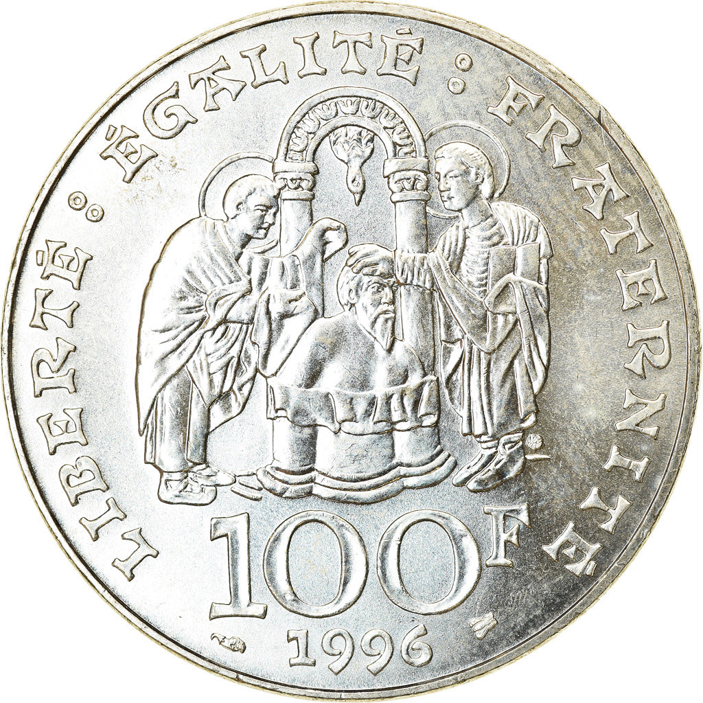 Moneda, Francia, Clovis, 100 Francs, 1996, EBC+, Plata, KM:1180, Gadoury:953