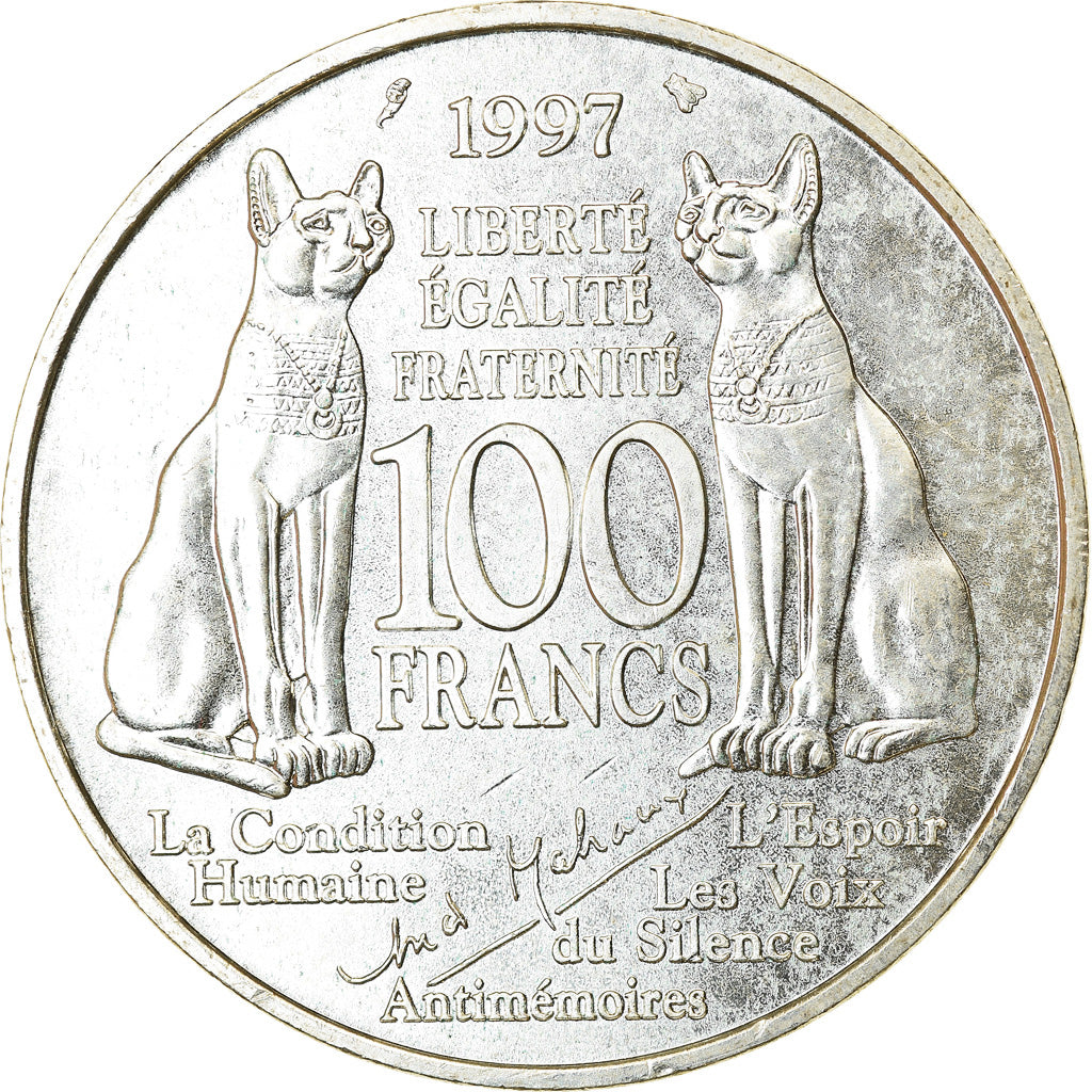 Moneda, Francia, André Malraux, 100 Francs, 1997, EBC, Plata, KM:1188