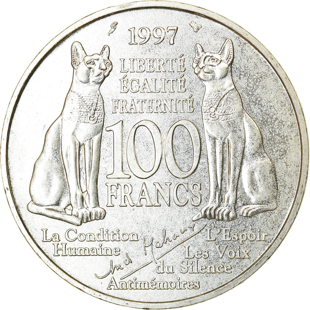 Coin, France, André Malraux, 100 Francs, 1997, MS(60-62), Silver, KM:1188