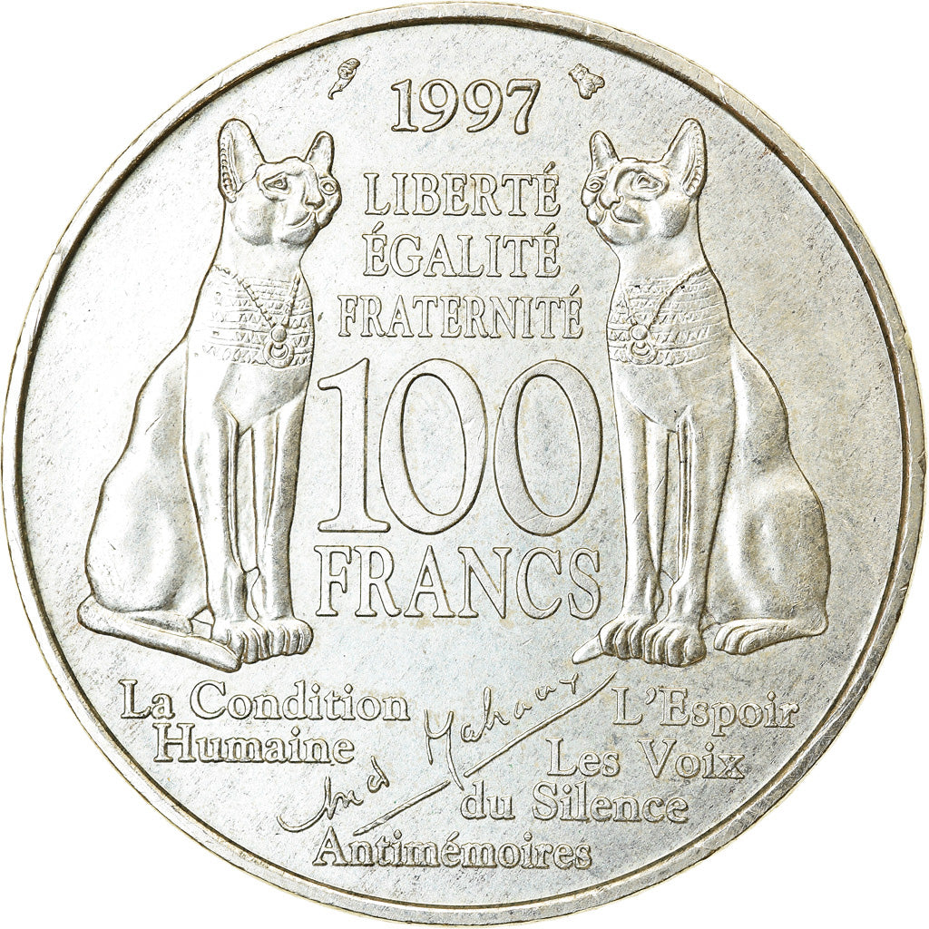 Münze, Frankreich, André Malraux, 100 Francs, 1997, VZ+, Silber, KM:1188