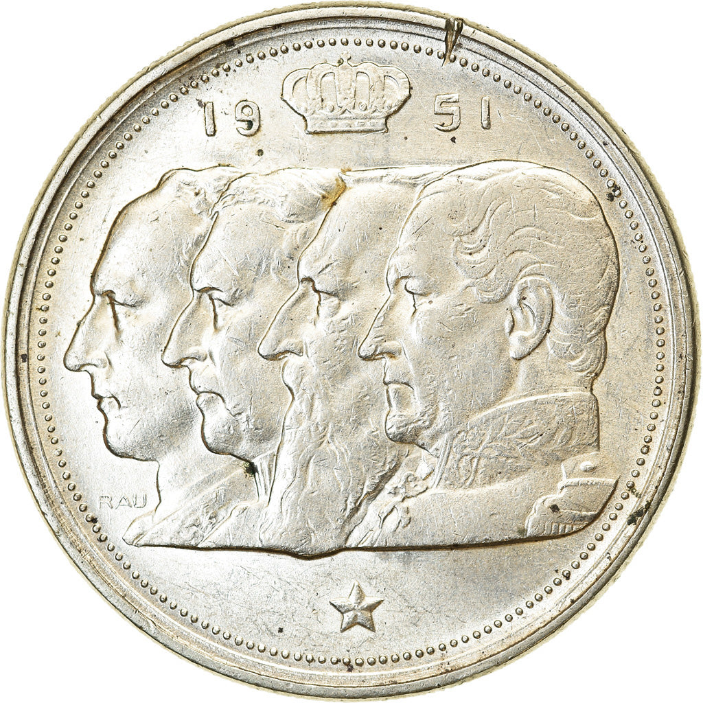 Coin, Belgium, 100 Francs, 100 Frank, 1951, EF(40-45), Silver, KM:139.1
