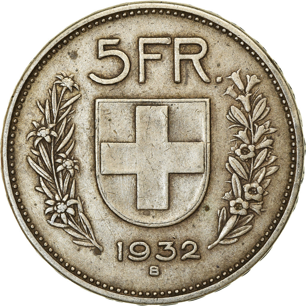 Coin, Switzerland, 5 Francs, 1932, Bern, VF(30-35), Silver, KM:40