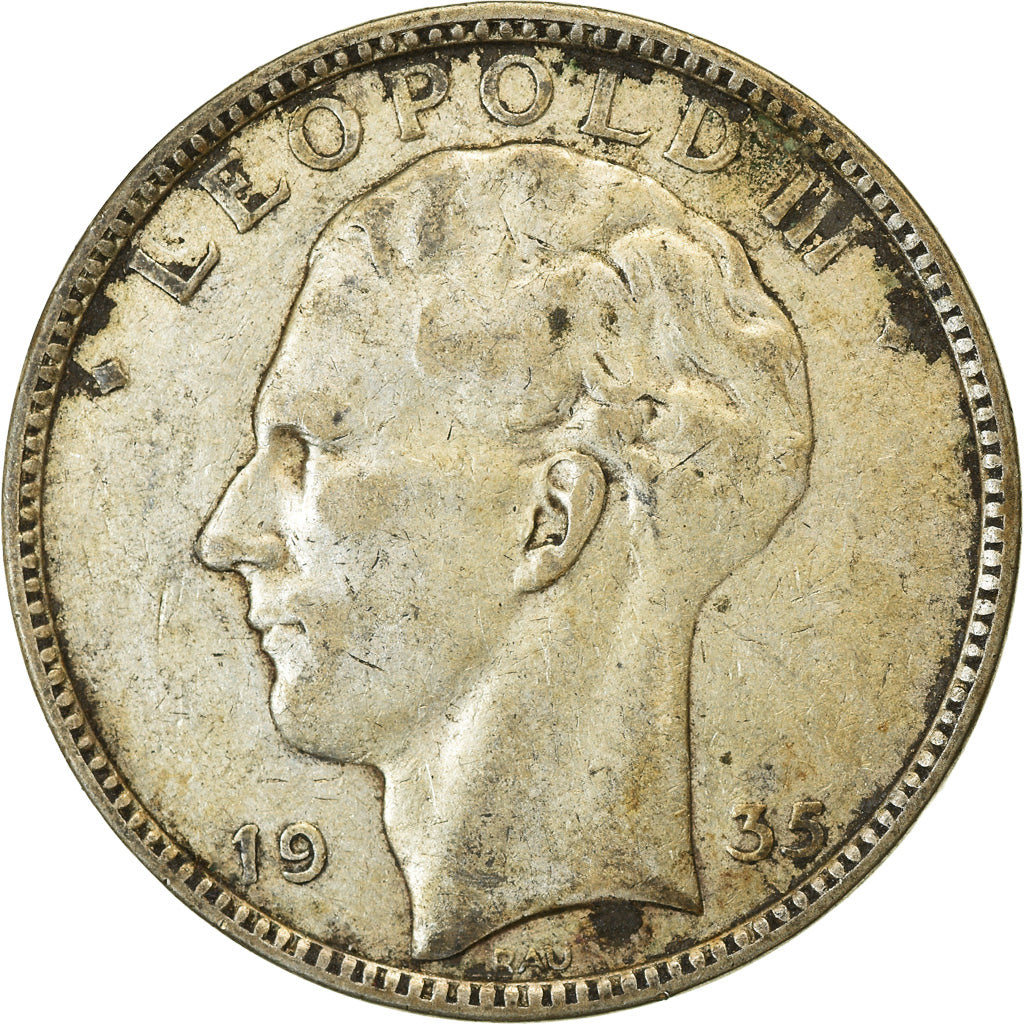 Coin, Belgium, 20 Francs, 20 Frank, 1935, EF(40-45), Silver, KM:105