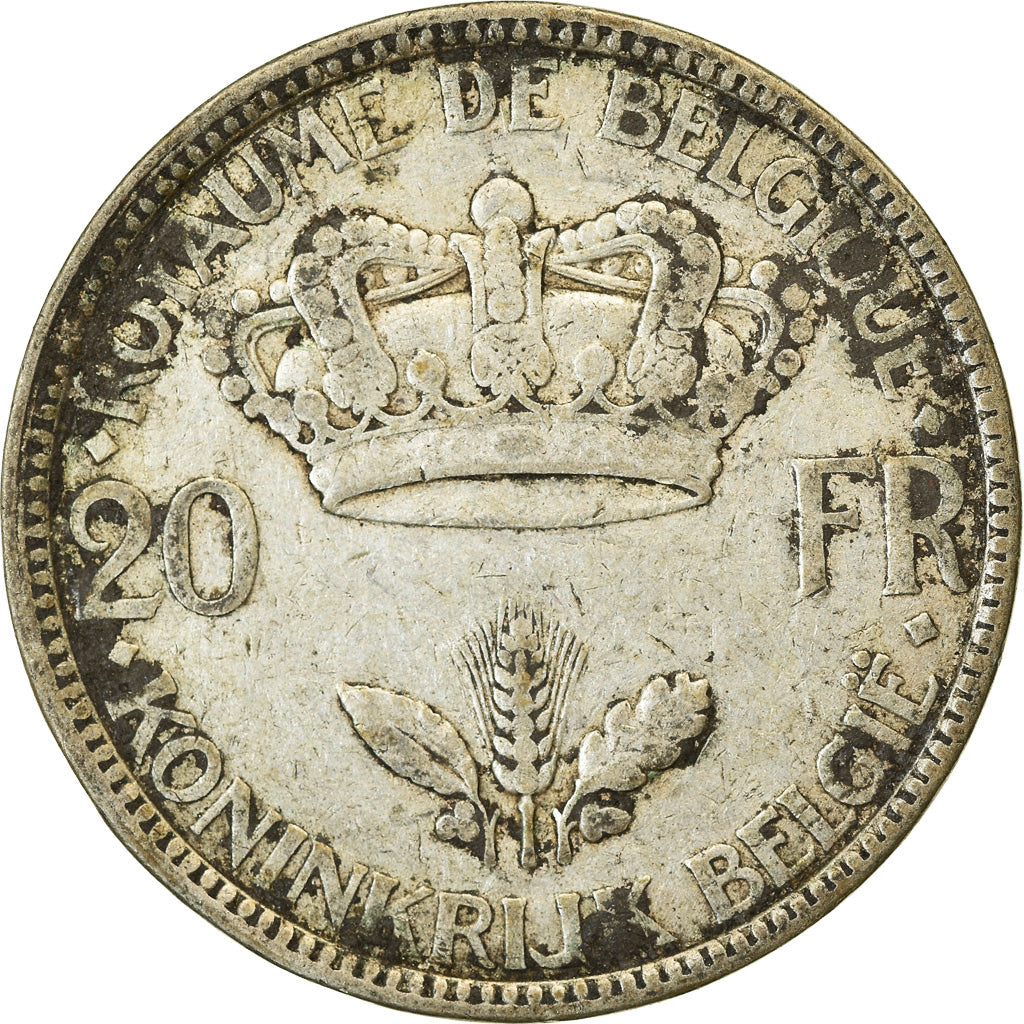 Coin, Belgium, 20 Francs, 20 Frank, 1935, EF(40-45), Silver, KM:105