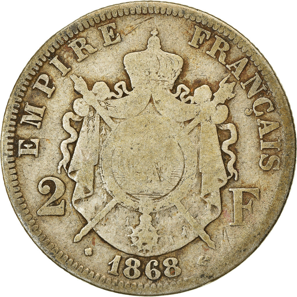 Coin, France, Napoleon III, Napoléon III, 2 Francs, 1868, Strasbourg