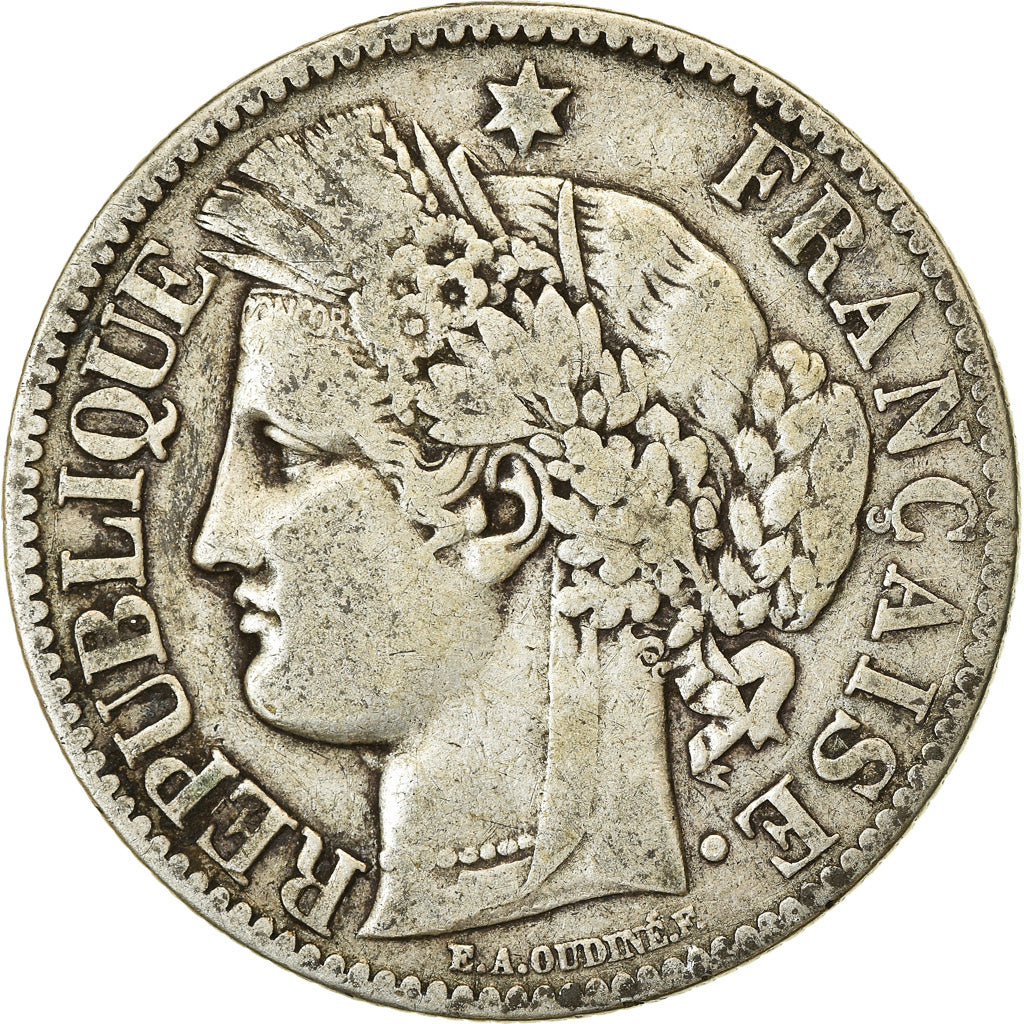 Moeda, França, Cérès, 2 Francs, 1871, Bordeaux, VF(30-35), Prata, KM:817.2