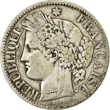 Moeda, França, Cérès, 2 Francs, 1871, Bordeaux, VF(30-35), Prata, KM:817.2