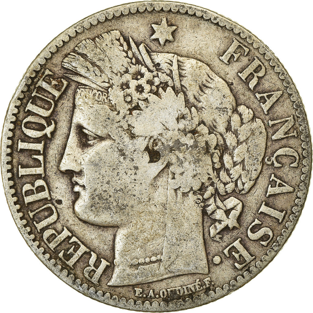 Coin, France, Cérès, 2 Francs, 1872, Bordeaux, VF(30-35), Silver, KM:817.2