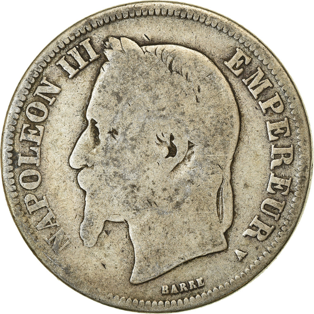 Moneda, Francia, Napoleon III, Napoléon III, 2 Francs, 1868, Paris, BC, Plata