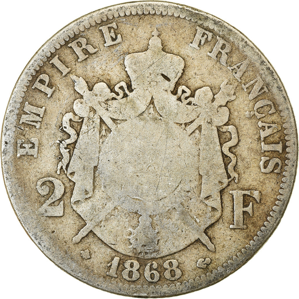 Monnaie, France, Napoleon III, Napoléon III, 2 Francs, 1868, Paris, TB, Argent