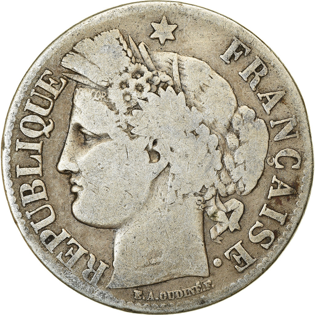 Coin, France, Cérès, 2 Francs, 1871, Paris, VF(20-25), Silver, KM:817.1