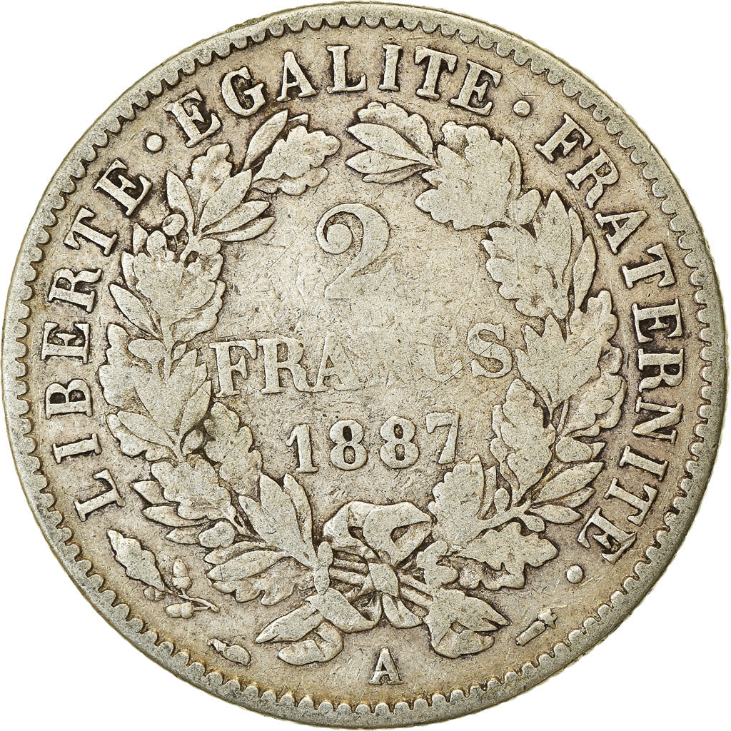 Münze, Frankreich, Cérès, 2 Francs, 1887, Paris, S, Silber, KM:817.1