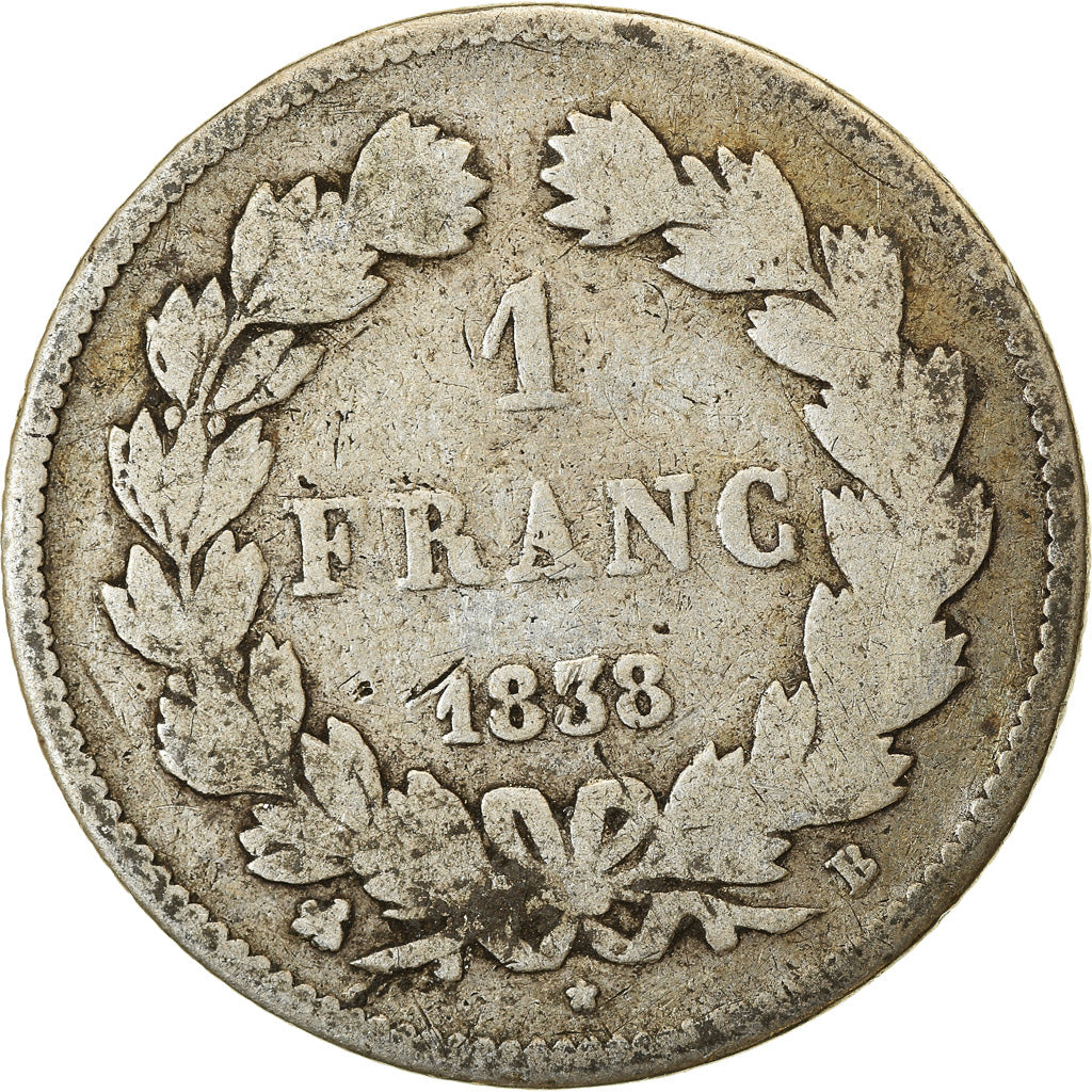 Munten, Frankrijk, Louis-Philippe, Franc, 1838, Rouen, ZG+, Zilver, KM:748.2