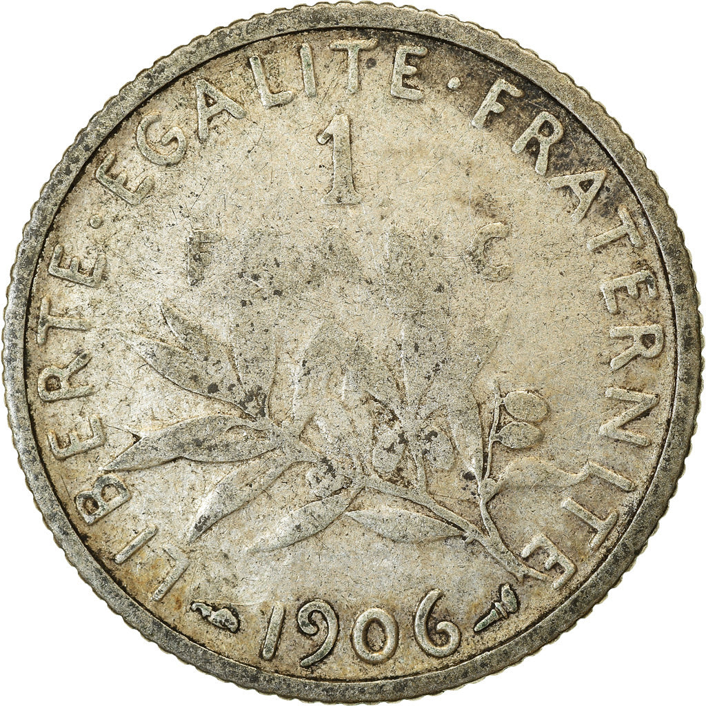 Moeda, França, Semeuse, Franc, 1906, Paris, VF(20-25), Prata, KM:844.1