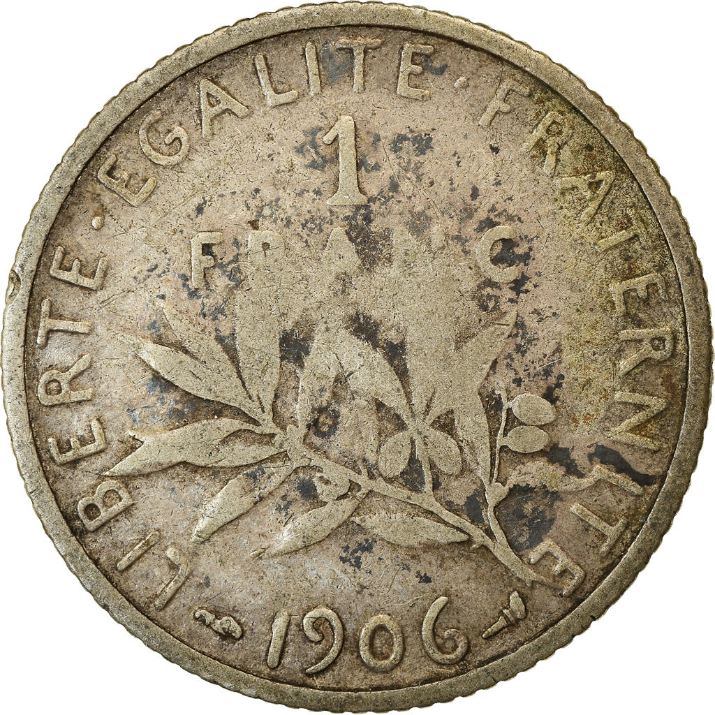 Monnaie, France, Semeuse, Franc, 1906, Paris, TB, Argent, Gadoury:467, KM:844.1