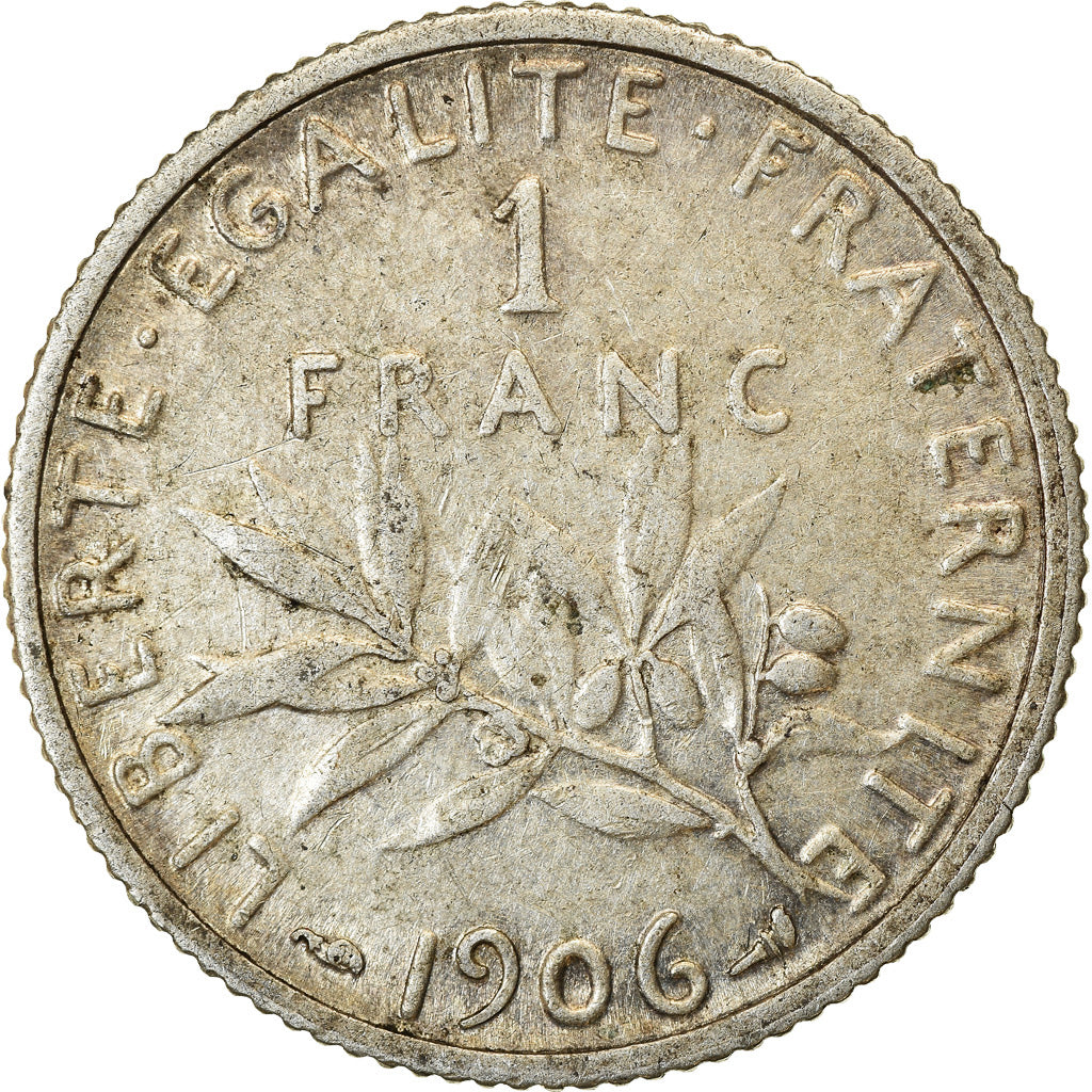 Coin, France, Semeuse, Franc, 1906, Paris, VF(30-35), Silver, KM:844.1