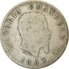 Munten, Italië, Vittorio Emanuele II, Lira, 1863, Milan, FR, Zilver, KM:15.1