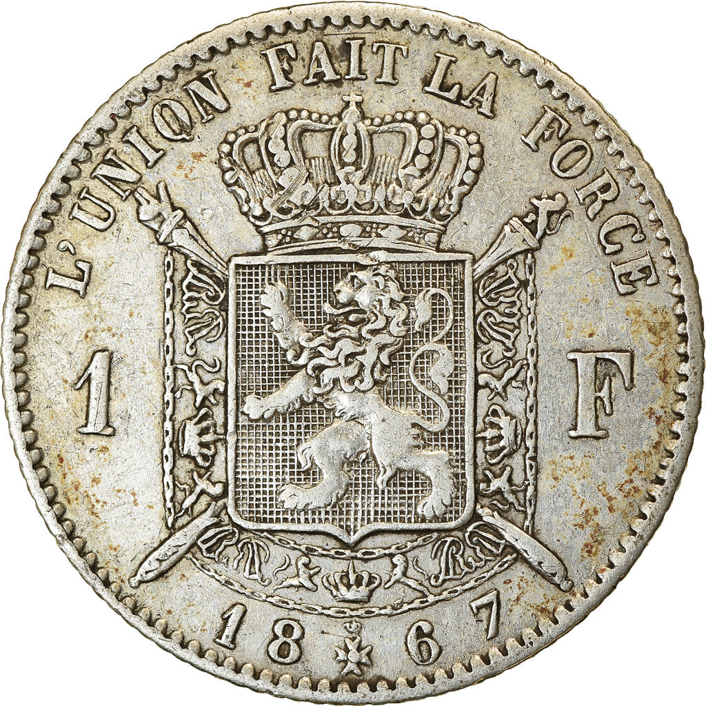 Coin, Belgium, Leopold II, Franc, 1867, AU(50-53), Silver, KM:28.1