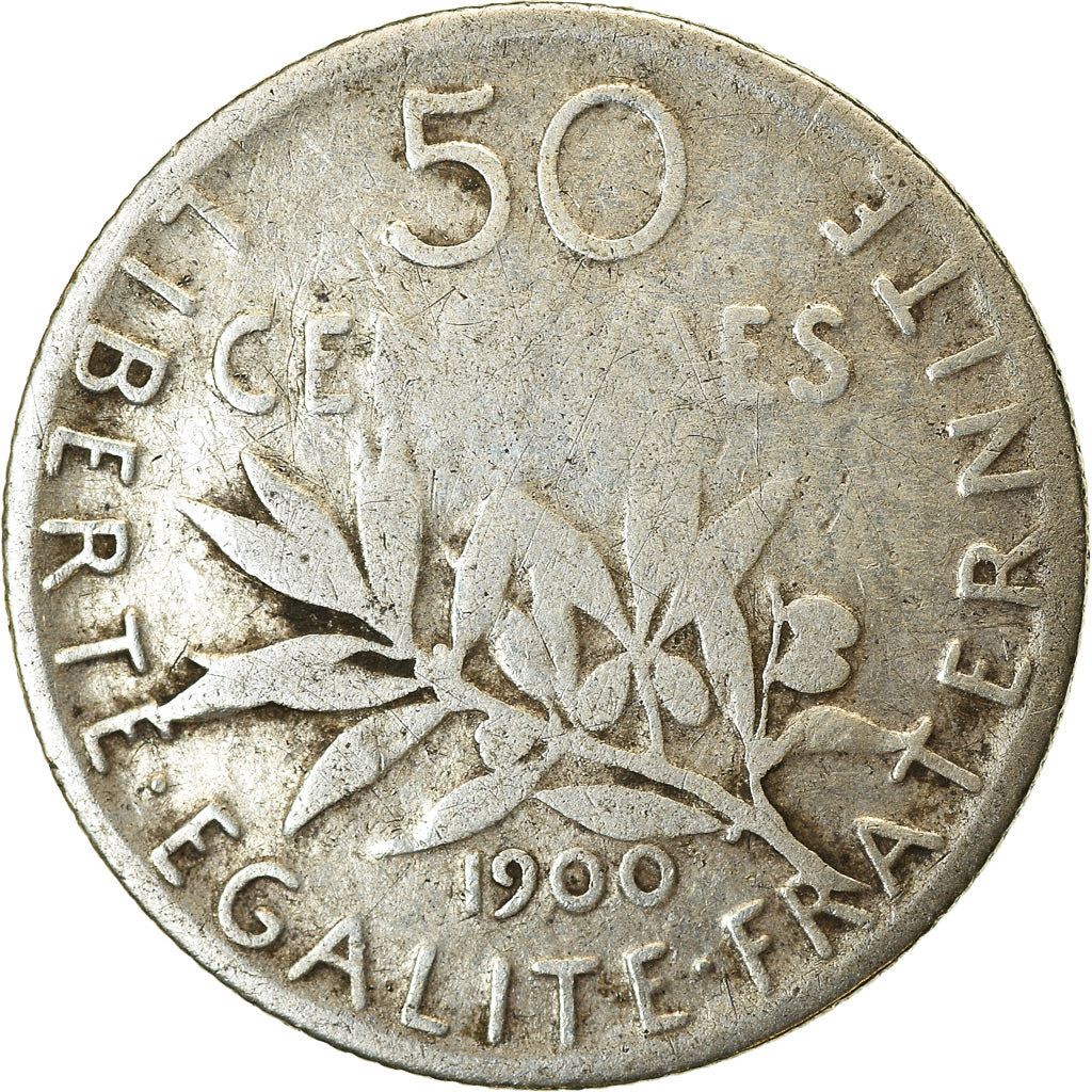 Moeda, França, Semeuse, 50 Centimes, 1900, Paris, VF(30-35), Prata, KM:854
