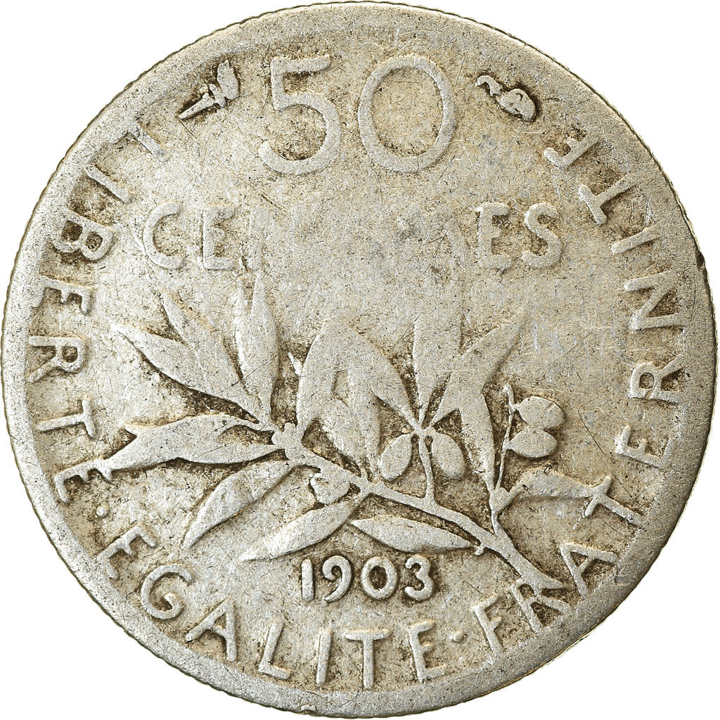 Coin, France, Semeuse, 50 Centimes, 1903, Paris, VF(20-25), Silver, KM:854