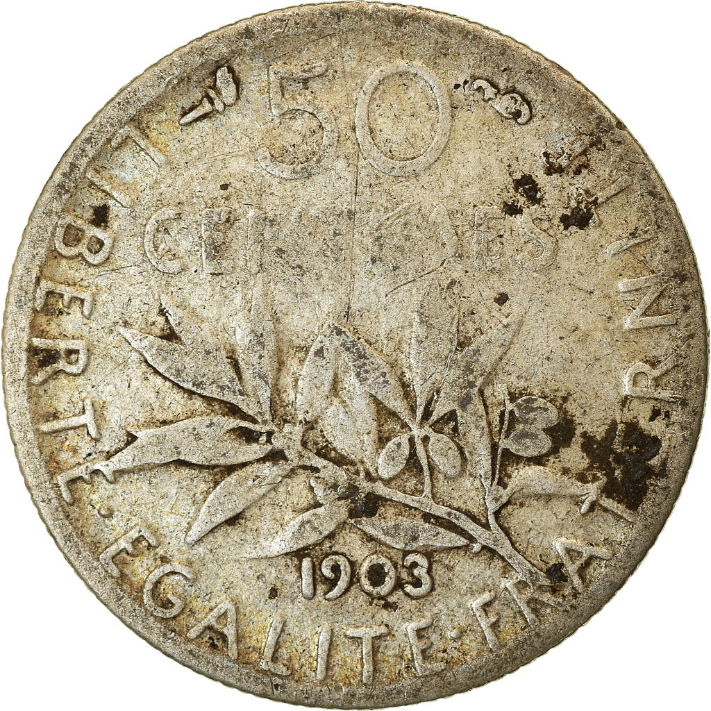 Monnaie, France, Semeuse, 50 Centimes, 1903, Paris, TB, Argent, Gadoury:420