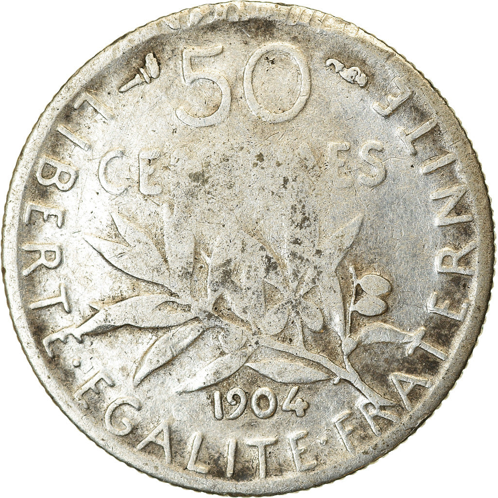 Coin, France, Semeuse, 50 Centimes, 1904, Paris, VF(30-35), Silver, KM:854