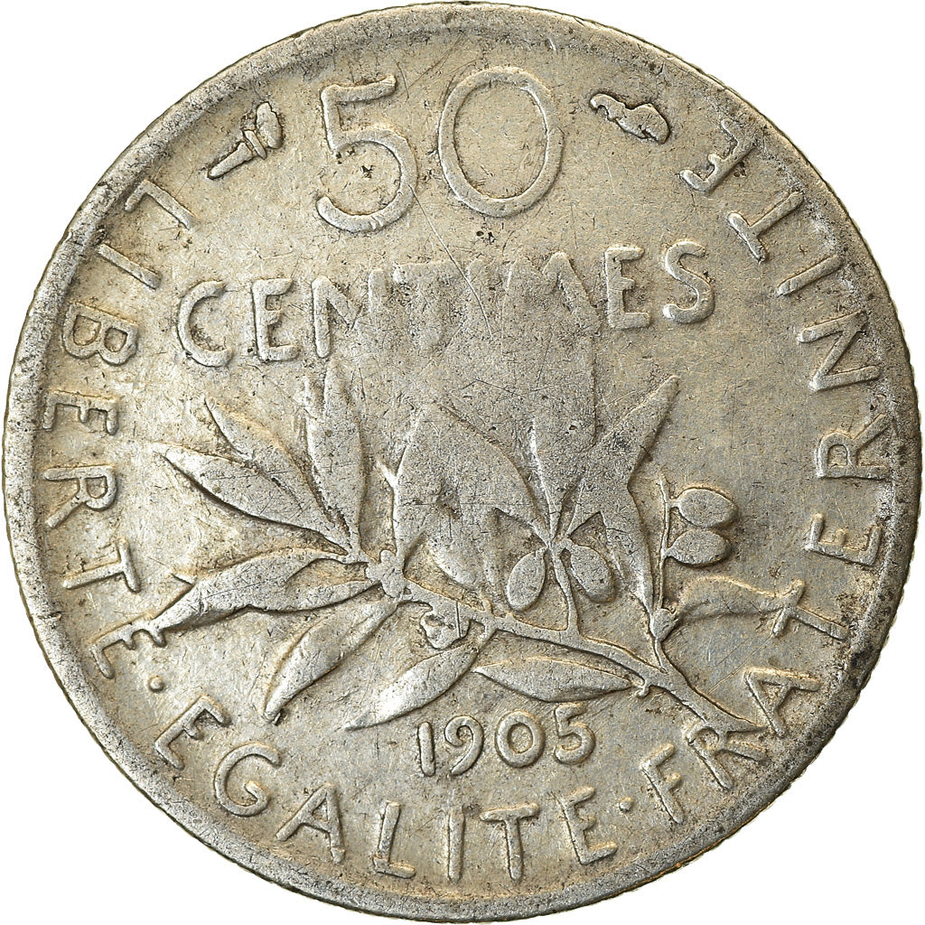 Coin, France, Semeuse, 50 Centimes, 1905, Paris, VF(30-35), Silver, KM:854