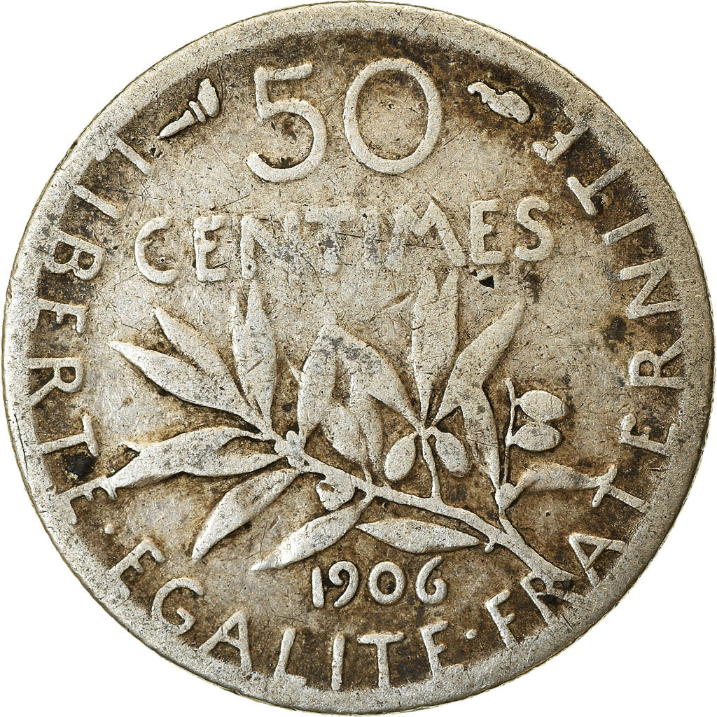 Monnaie, France, Semeuse, 50 Centimes, 1906, Paris, TB, Argent, Gadoury:420