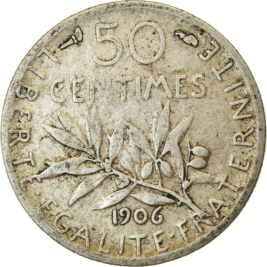 Monnaie, France, Semeuse, 50 Centimes, 1906, Paris, TB+, Argent, Gadoury:420