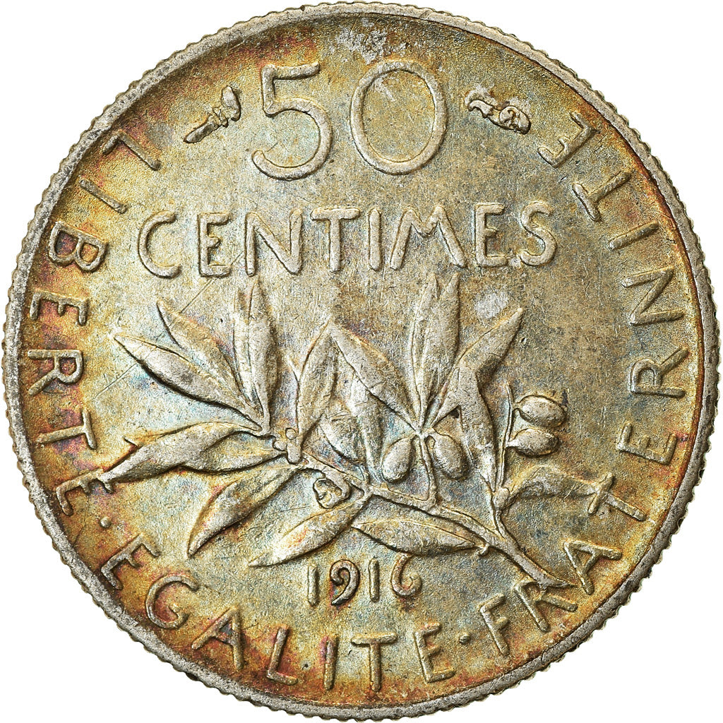 Monnaie, France, Semeuse, 50 Centimes, 1916, Paris, TTB+, Argent, Gadoury:420