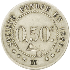 Coin, France, 50 Centimes, EF(40-45), Maillechort, Elie:25.3var