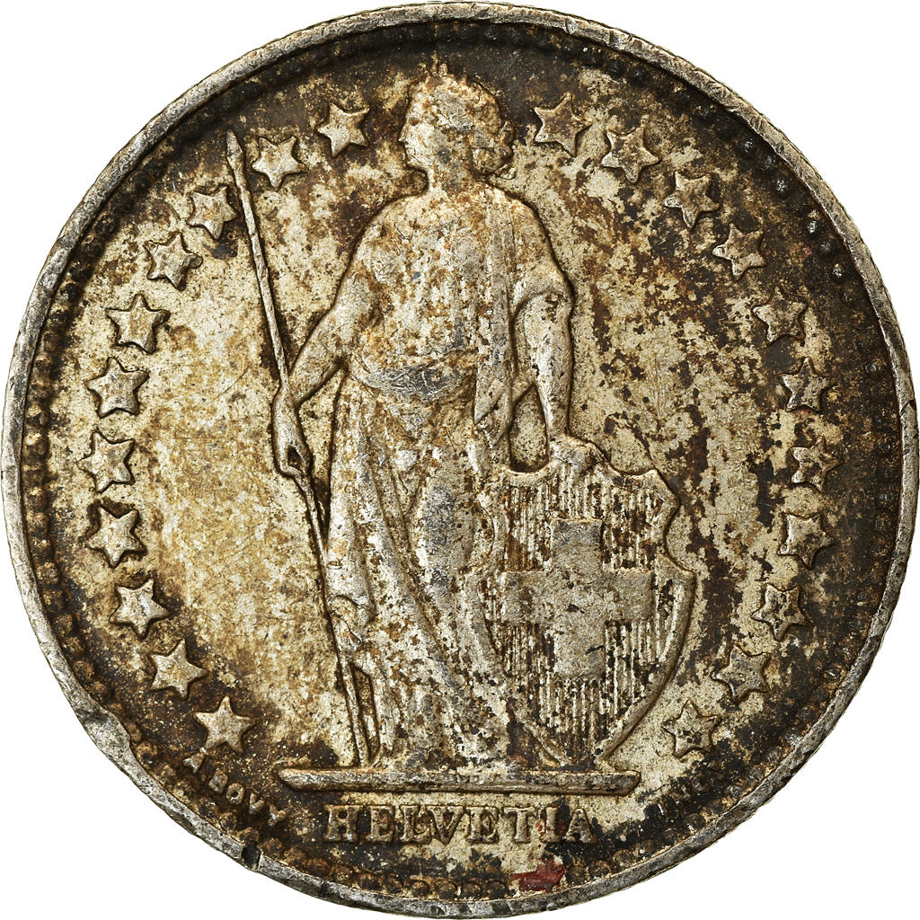 Coin, Switzerland, 1/2 Franc, 1914, Bern, AU(50-53), Silver, KM:23