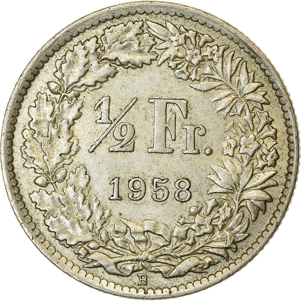 Moneda, Suiza, 1/2 Franc, 1958, Bern, EBC, Plata, KM:23