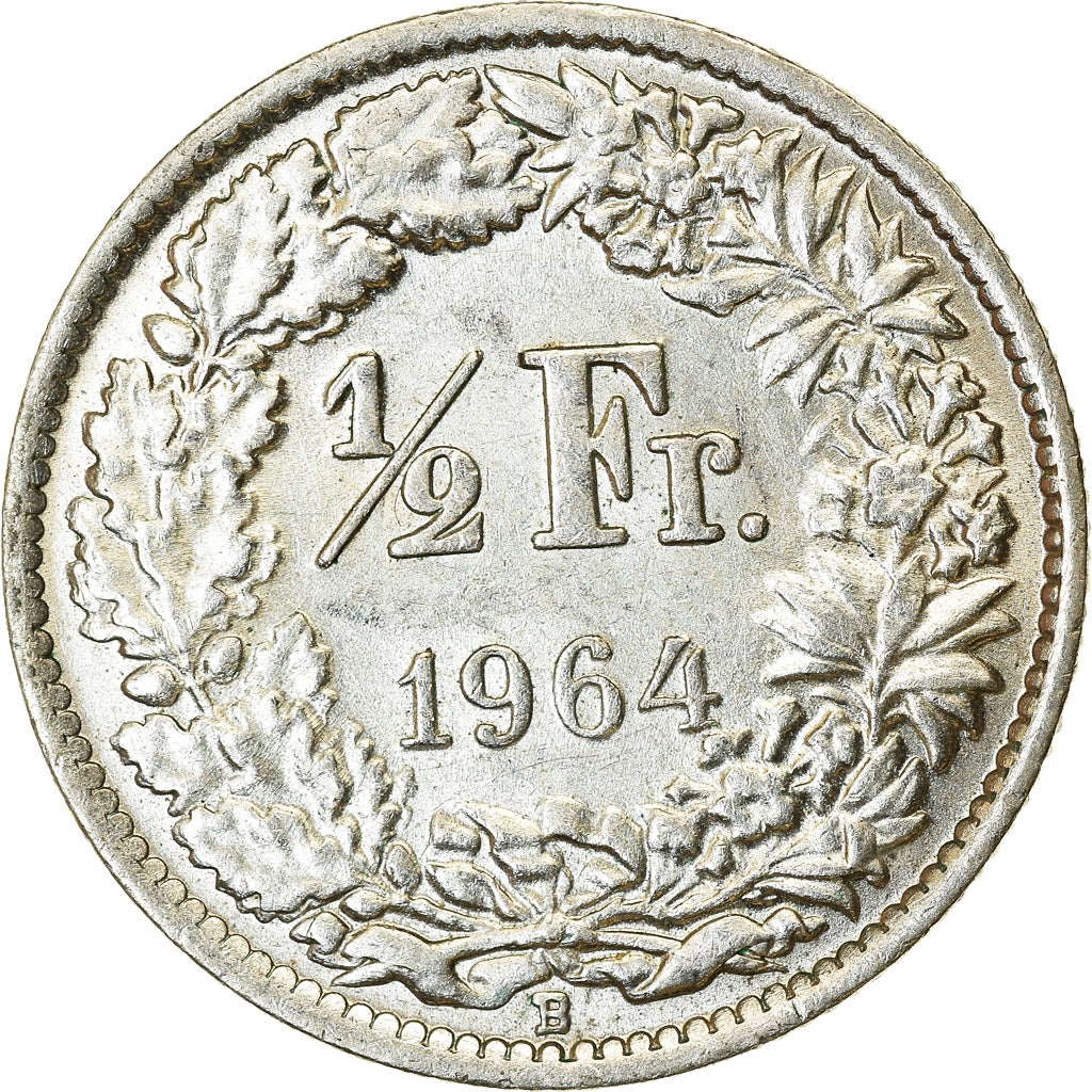 Coin, Switzerland, 1/2 Franc, 1964, Bern, MS(63), Silver, KM:23