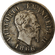 Moneta, Italia, Vittorio Emanuele II, 50 Centesimi, 1866, Milan, MB, Argento