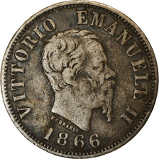Coin, Italy, Vittorio Emanuele II, 50 Centesimi, 1866, Milan, VF(20-25), Silver