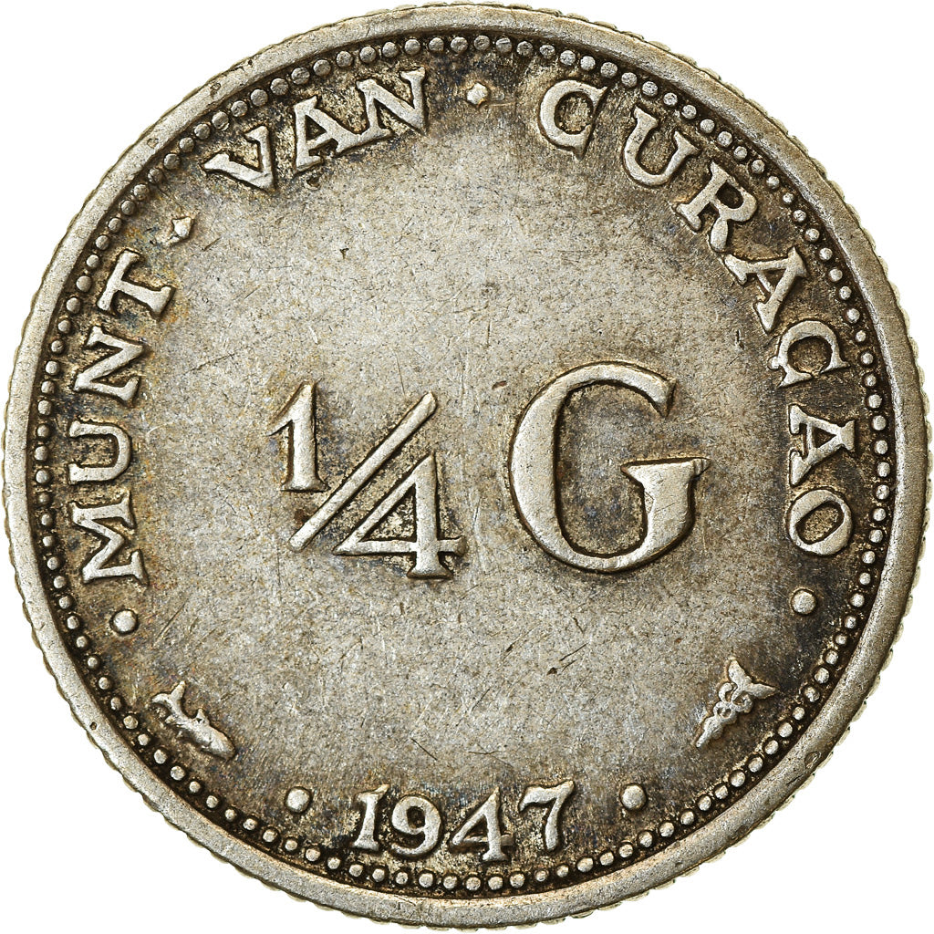 Moneta, Curaçao, 1/4 Gulden, 1947, Denver, EF(40-45), Srebro, KM:44