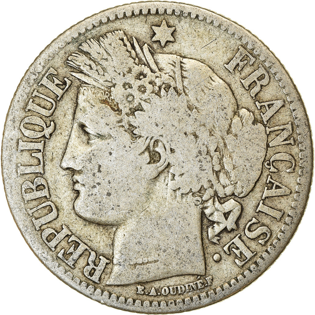 Coin, France, Cérès, 2 Francs, 1871, Bordeaux, F(12-15), Silver, KM:816.2