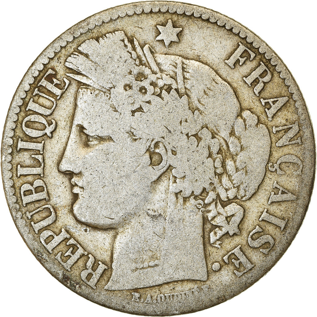Münze, Frankreich, Cérès, 2 Francs, 1872, Bordeaux, S, Silber, KM:817.2