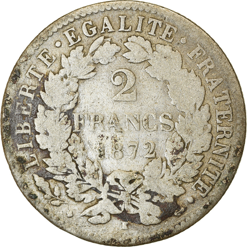 Münze, Frankreich, Cérès, 2 Francs, 1872, Bordeaux, S, Silber, KM:817.2