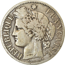Moneta, Francia, Cérès, 2 Francs, 1872, Bordeaux, MB, Argento, KM:817.2