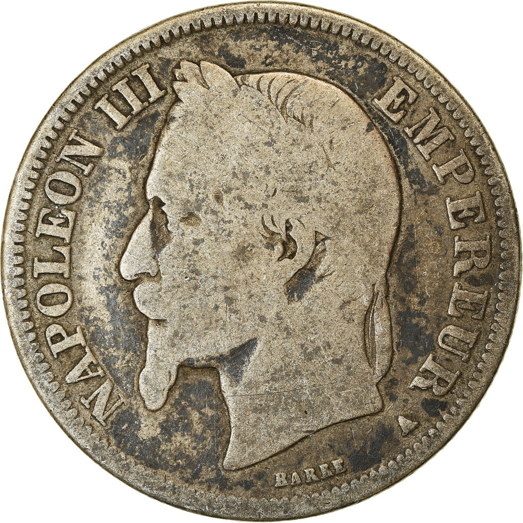 Moneda, Francia, Napoleon III, Napoléon III, 2 Francs, 1868, Paris, BC+, Plata