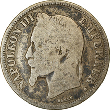 Moneda, Francia, Napoleon III, Napoléon III, 2 Francs, 1868, Paris, BC+, Plata