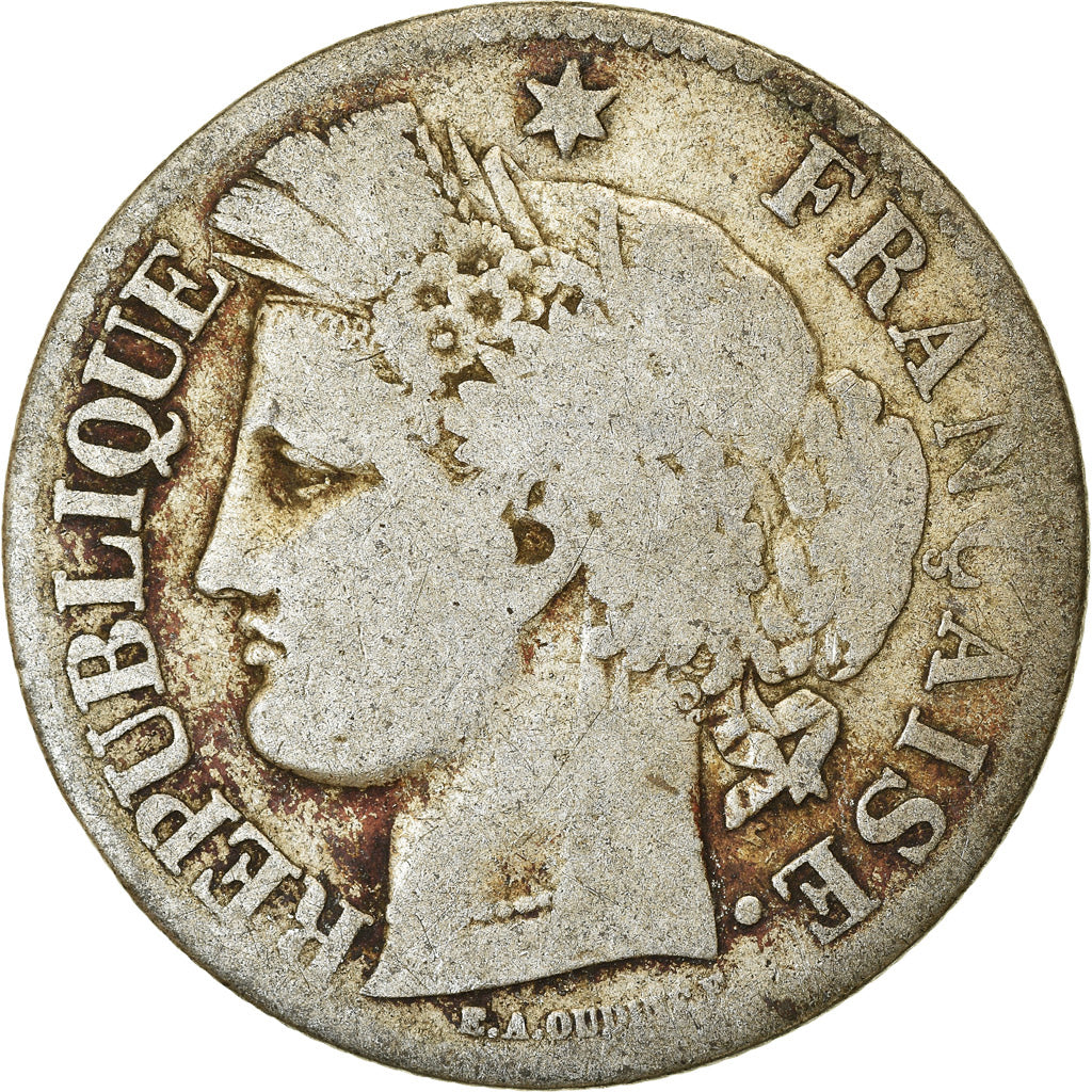 Moeda, França, Cérès, 2 Francs, 1871, Paris, VF(20-25), Prata, KM:817.1