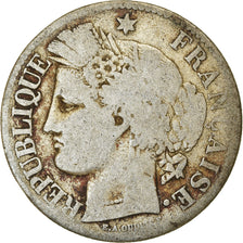 Moeda, França, Cérès, 2 Francs, 1871, Paris, VF(20-25), Prata, KM:817.1