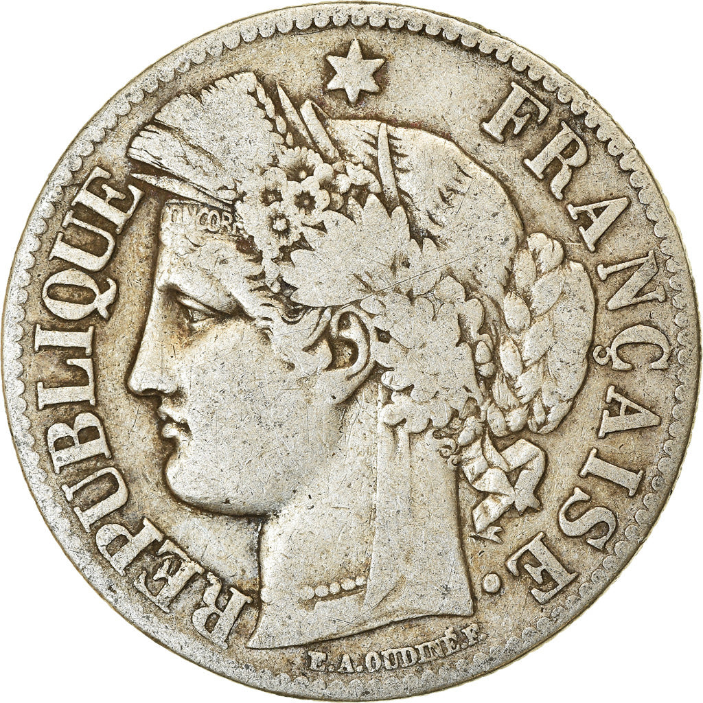Coin, France, Cérès, 2 Francs, 1871, Paris, VF(30-35), Silver, KM:817.1